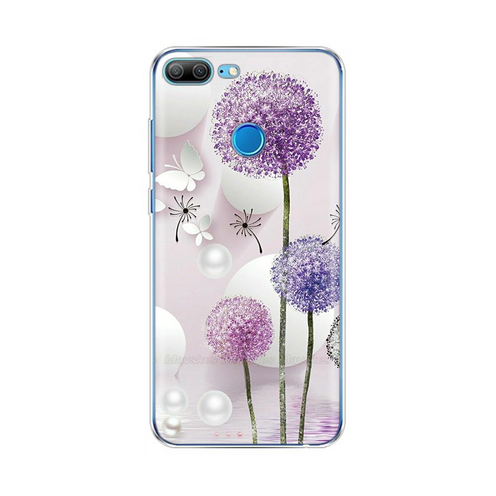 Phone Case For Honor 9 Lite Back Cover for Huawei Honor 9 Lite Cases Transparent Silicon TPU Protective Cats Flower Print Covers
