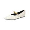 Retro Pointed-toe Single-toe Women's Flat, Shallow-mouthed Height-increasing Metal Buckle Shoes