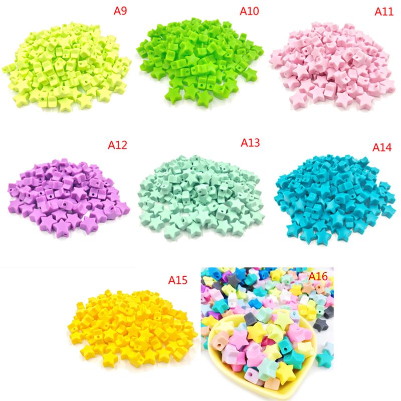 10Pcs Pentagram star silicone teething beads teether baby chewable DIY necklacHK