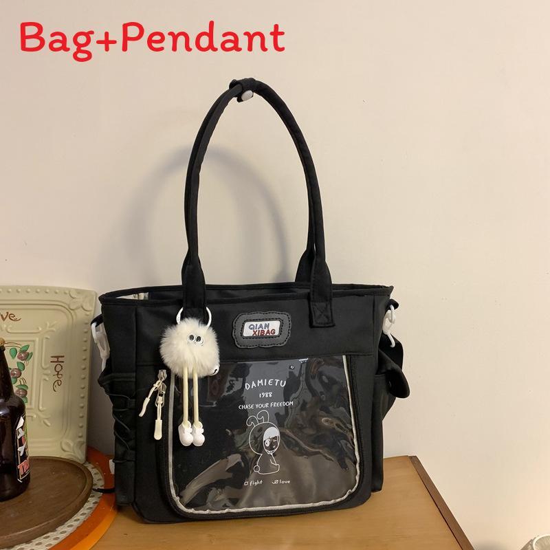 

Cute Cartoon Nylon Shoulder Bag Letter Pattern For School Girls чёрный
