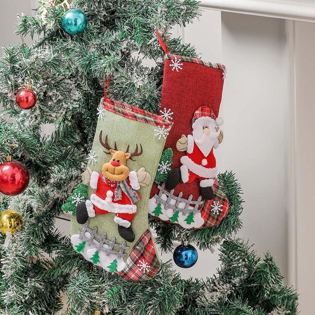 Christmas Decorations Long Sock Front Door Maple Leaf Wreaths Doors Windows Porch Long Sock Christmas Decorations Set