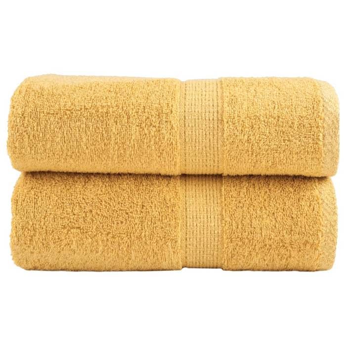 VidaXL Serviettes d'invité de Qualité Supérieure 2 pcs, Draps de Bain, Essuie-mains, Serviette de Visage Salle de Bain, Doré 137278