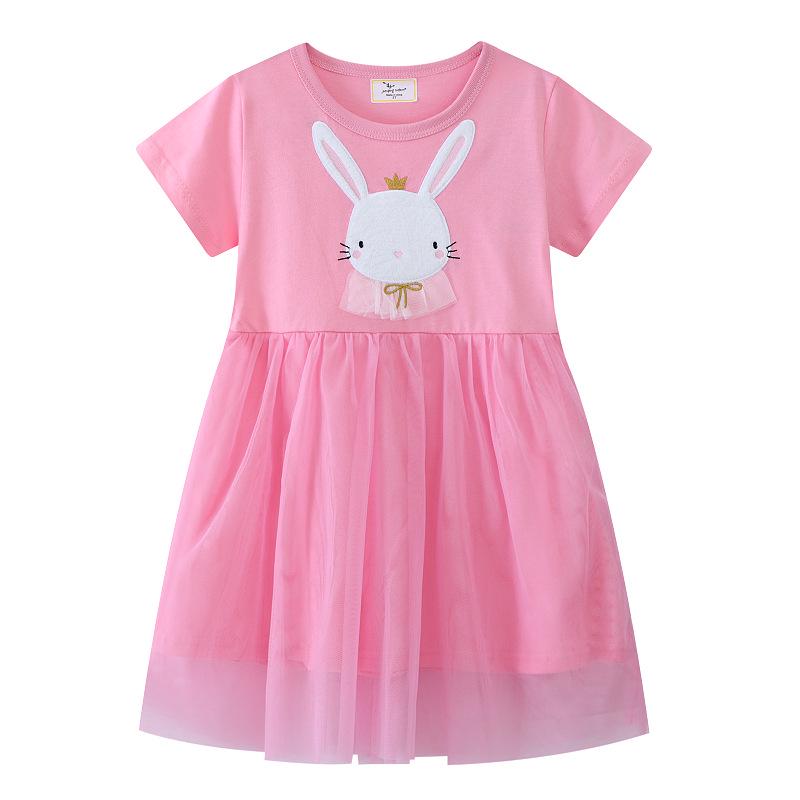 2026 Summer Girls Cartoon Embroidery Mesh Dress - New Arrivals for Medium & Small Children 2T (80-90 cm)