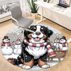 1PC Winter Snow Dog Office Round Area Rug, Mat Suitable For Office, Under Office Chairs Bedroom Living Room Home Decor, Room Deco