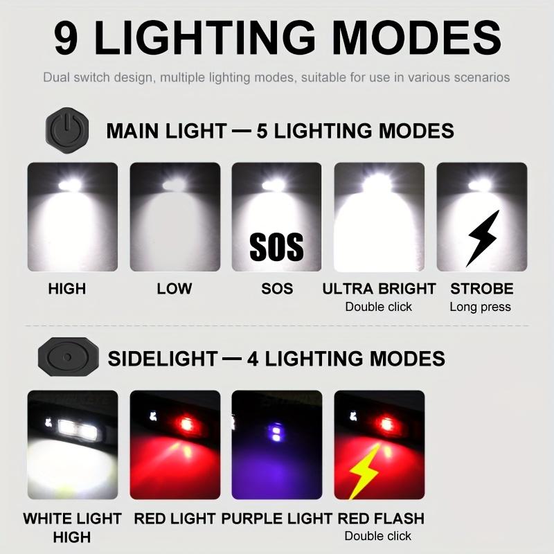 Portable Flat Flashlight with Warning Red Light Beam LED Combination Side Light Pocket Small Flashlight Suitable for Outdoor Emergency Operation