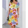 Patterns Women Mini Dresses Summer Short Sleeve Printed Plus Size Casual Comfortable Soft Dress