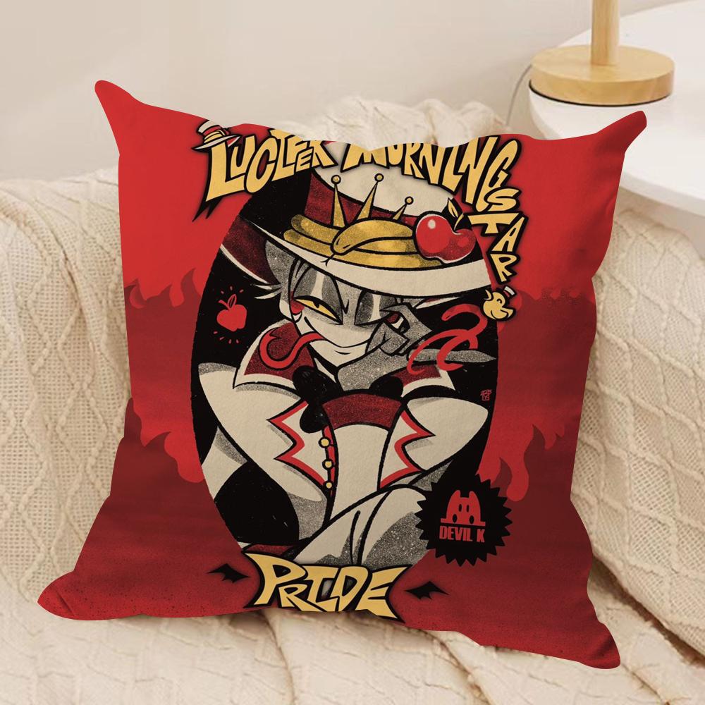 Anime H-HelluvaS B-Boss Cushion Cover Soft Plush Fabric Double-Sided Printed Sofa Cushion Cover for All Seasons Home Decor Gift