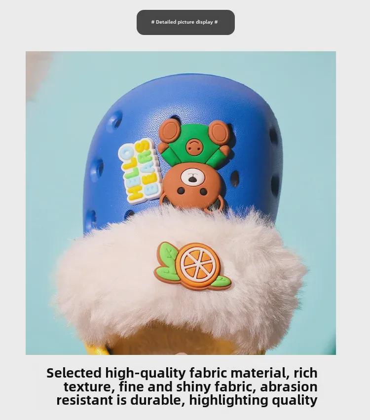 2024 Kids' Cartoon Cotton Slippers: Winter Non-slip, Removable Hole, Two-Wear Design for Boys & Girls