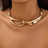 European & American Punk Style Geometric Metal Buckle Choker Necklace for Women