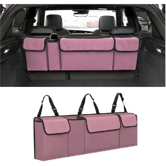 AUCELI Car Trunk Organizer, Backseat Hanging Large Storage With Adjustable Straps, Waterproof Collapsible Cargo Bag With 4 Pockets, Sturdy Space