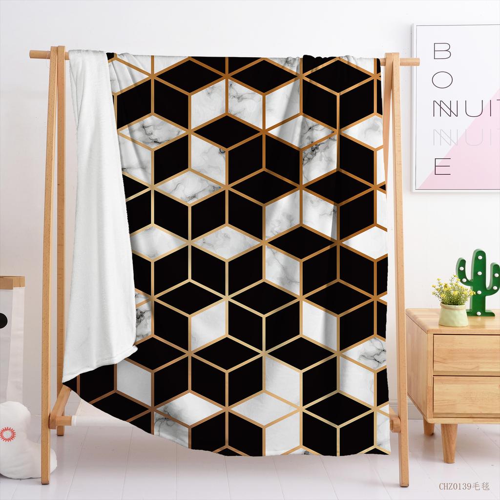 3D Honeycomb Lattice Digital Printed Flannel Blanket