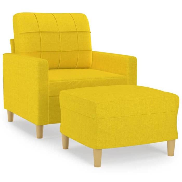 VidaXL Armchair with Footrest Light Yellow 60 Cm Fabric, Sofa, Armchair, TV Armchair, Single Sofa, Seat, Recliner Sofa, 3200998