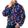Men's Christmas Print Zip-Up Sweatshirt with Stand Collar, Plus Size Flannel Top for Fall Winter