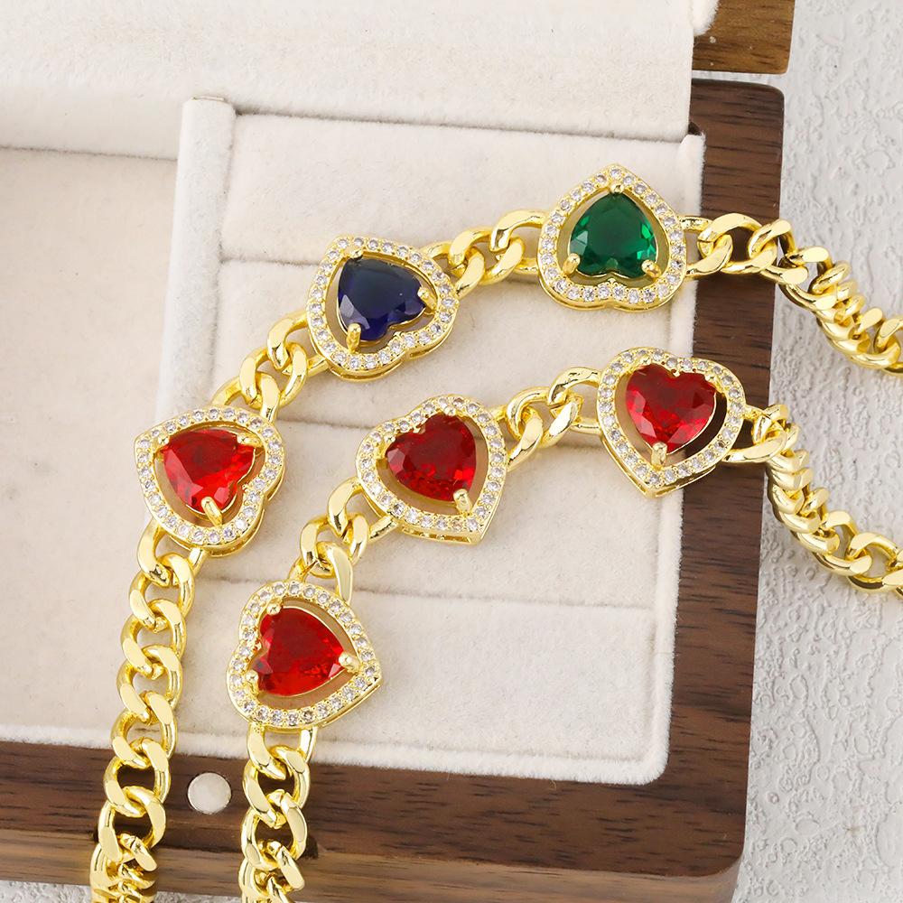 New Light Luxury Micro-inlaid Zircon Geometric Love Color Zircon Pendant Bracelet for Women