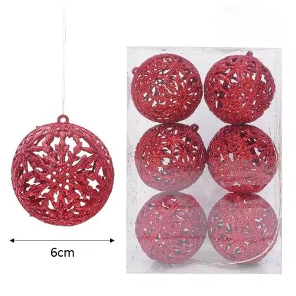 6Pcs Plastic Christmas Ball Pendants 6CM Christmas Tree Decoration  Party