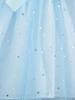 Girls Long Sleeve White Blue Star Tulle Dress Kids Spring Autumn Satin Bow Princess Dress