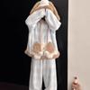 Women's Curly-haired Puppy Hooded Coral Fleece Pajamas - Spring New Style, Warm, Thickened, Fleece-Lined Home Wear Set