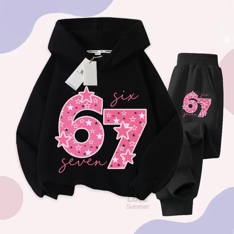 New Winter 2026 Six Seven Italian Brainrot 67 Number Girls hoodie Pants Casual Sports Set Children's Sweatshirt Hoodie suits