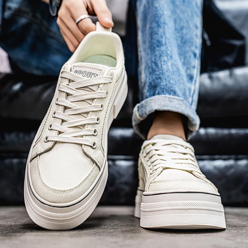 Men’s Blue Sports Shoes Casual Canvas Shoes Street Style Running Sneakers Students Over Sized Black Skateboard Shoes