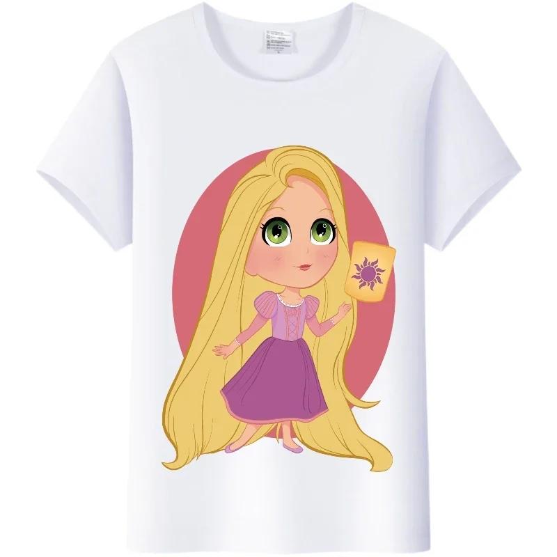 Disney Cartoon Women Blouses Tangled Princess T-shirts Summer Tops Korean Streetwear Y2k Harajuku Oversized Clothes Girl Tshirts