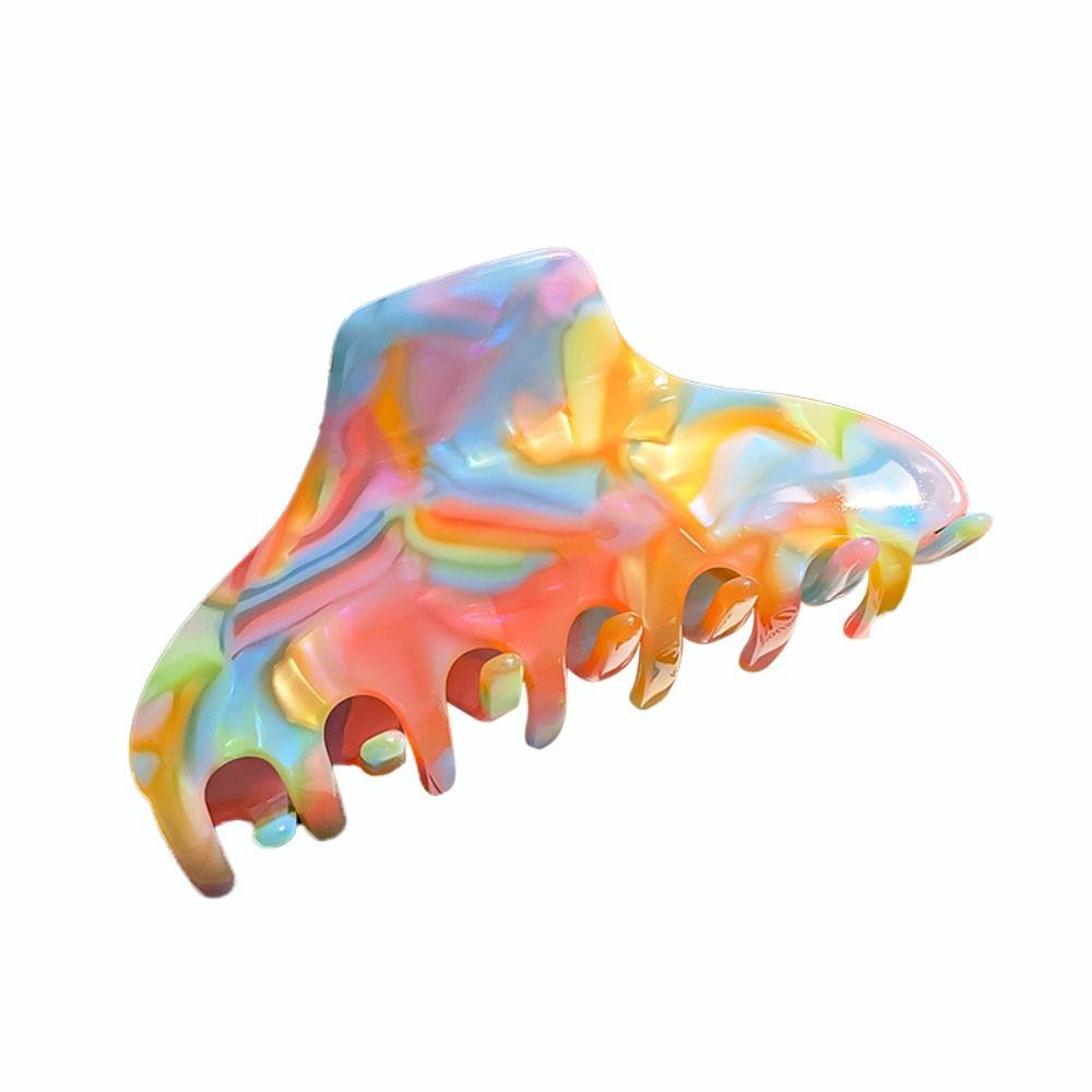 Hair Clip Fresh Acetate Hair Claw Solid Color Tortoiseshell Hair Claw Printing Shark Clip  Girls