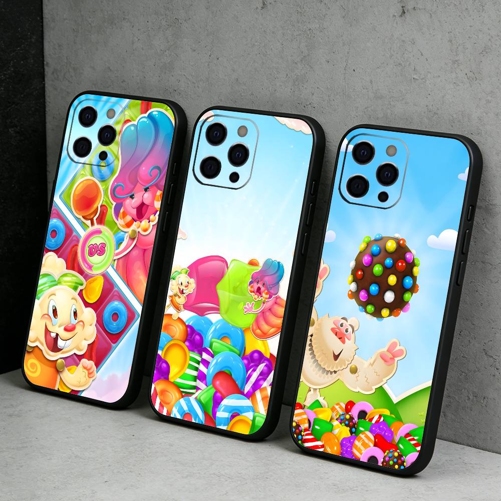 CCS Game C-Candy C-Crush Parinting Phone Case For iPhone17,16,15,14,13,12 Plus,Max Soft Silicone Black Cover