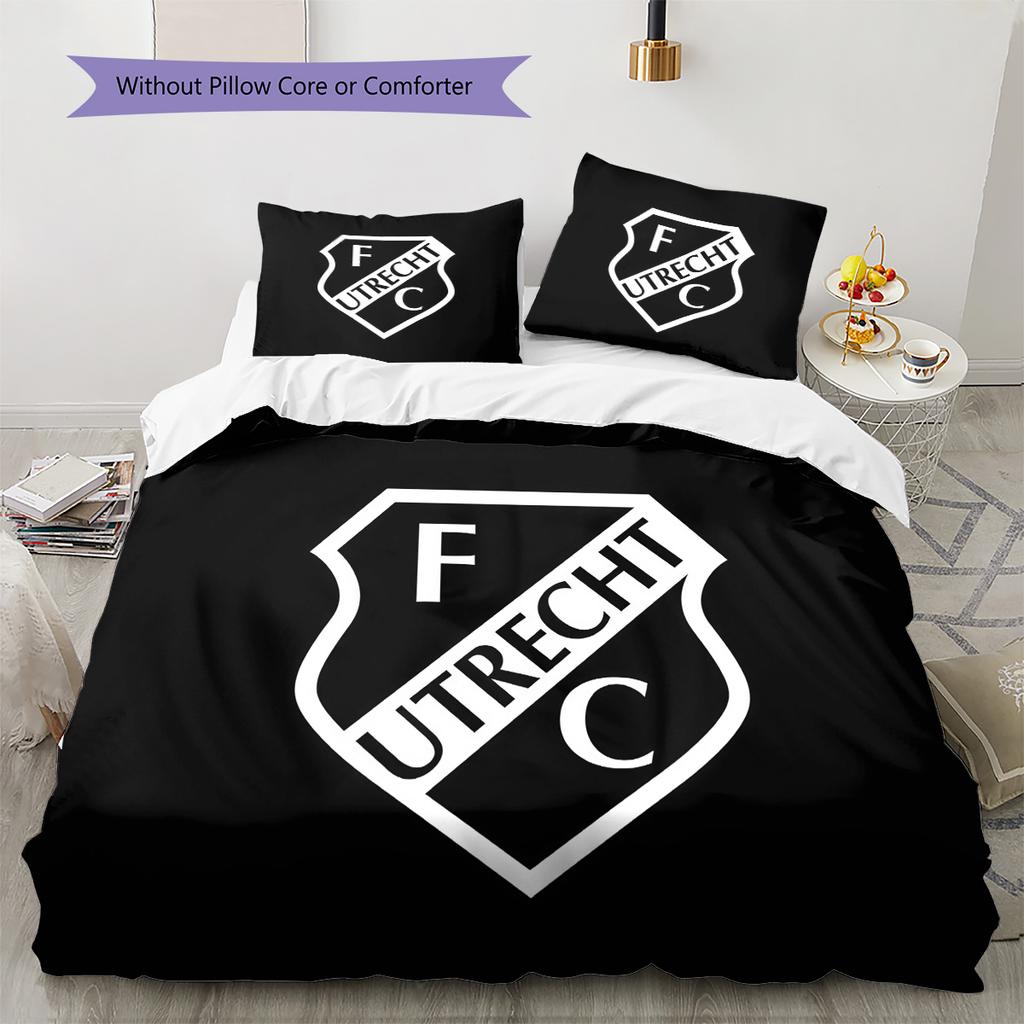 FC Utrecht  Pattern Bedding Quilt Set Quilt Cover Pillowcase Home Decoration Birthday Gift (1 * Duvet Cover + 2 * Pillowcase, Without Core)