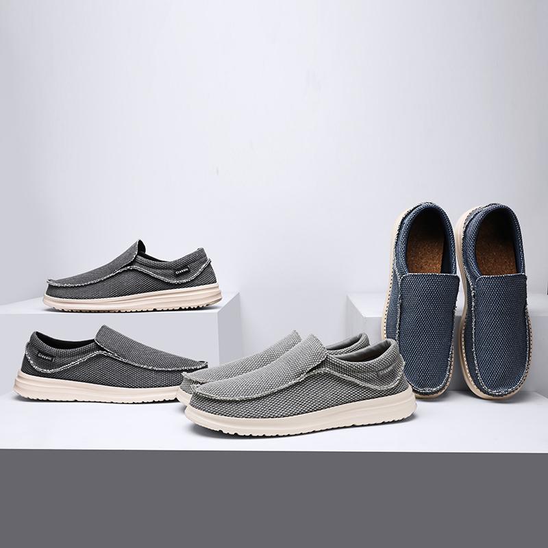 Herren Slipper Stoffschuhe Casual Loafer Canvas Freizeit Vintage Bootsschuhe
