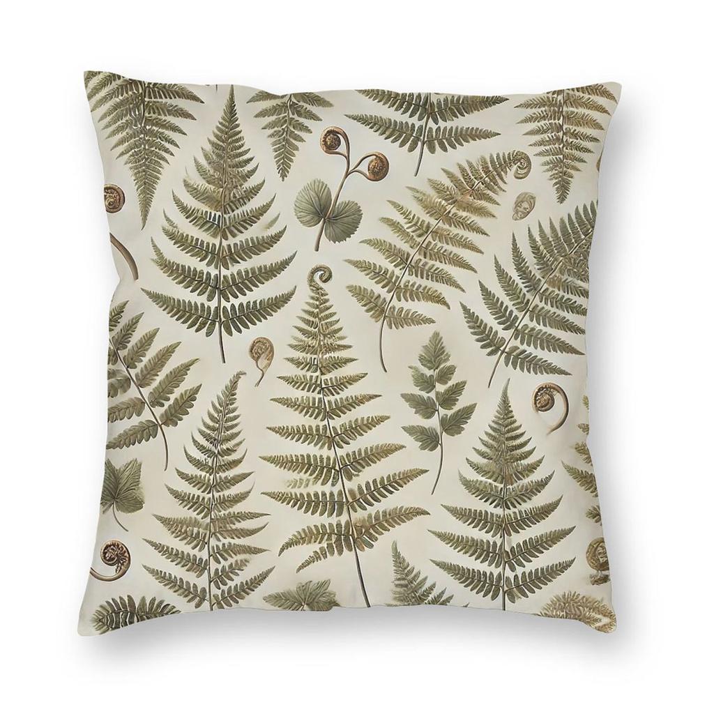 Seamless North American Fern Pillowcase Polyester Linen Velvet Printed Zip Decor Throw Pillow Case Sofa Seater Cushion Cover