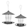 Gjennomsiktig hengende fuglemater paviljongformet fuglemater med tak for hage gårdsplass