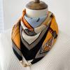 Square Scarf Magnetic Buckle Women's Printed Silk Scarf Triangular Scarf Fashionable And Versatile Silk Scarf