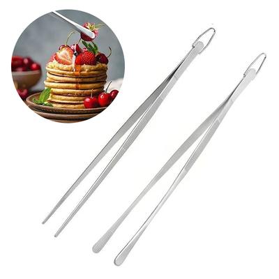 1pcs 12 Inch Stainless Steel Kitchen Tweezers Cooking Extra-Long Tongs for BBQ Bartending Tools Food Tongs CFQJ007