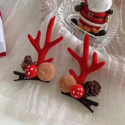 1 Paar Kinder Rentiergeweih Haarspangen Weiche Plüsch Weihnachts-Haarnadel für Baby Mädchen Kleinkind Niedliches Foto-Requisit Party Haaraccessoire