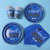 Blue Black Graduation Party Disposable Tableware Set Plate Cup Congrats Grad Class of 2025 Party Decor Graduation Party Supplies