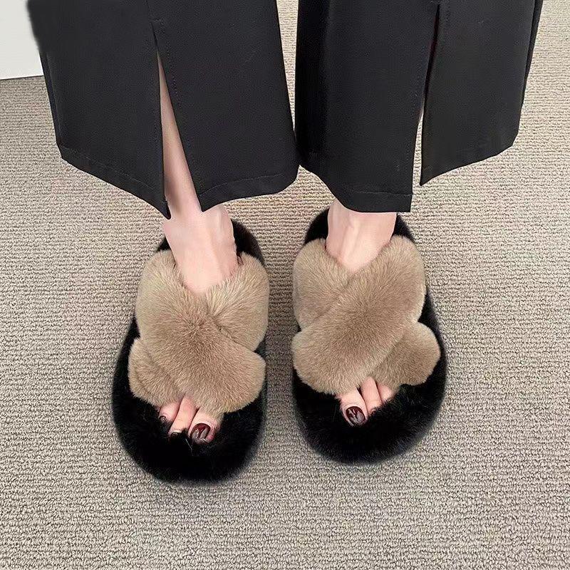 Толстая подошва высококачественных пушистых тапочек для женщин верхняя одежда зима — фото 7