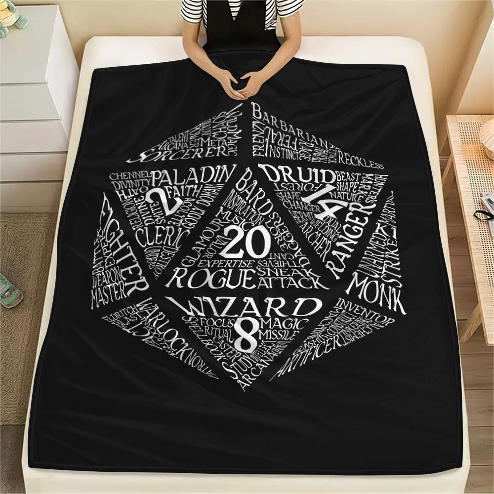 1PC D&D Dungeon and Dragons Print Flannel Blanket, High quality All Seasons, Home Decor, Warmth and Comfort, Perfect for Christmas Gifts