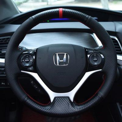 Housse de Volant de Voiture en Cuir Microfibre Tressage pour Honda Civic 9ème Génération 2012 2013 2014 Cousu à la Main Intérieur de Voiture