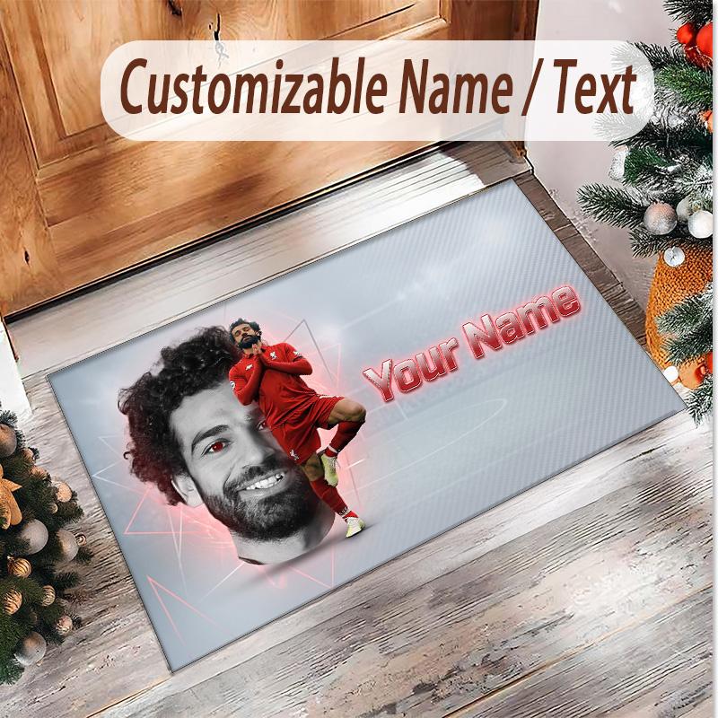 Personalized Crystal Velvet Carpet Mohamed Salah Pattern Non Slip Floor Rug
