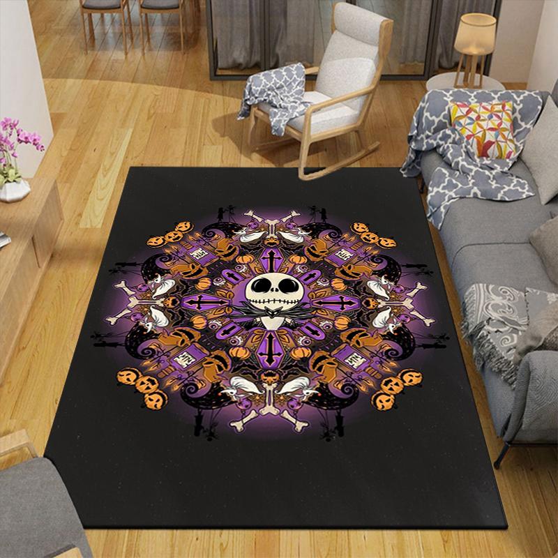1Pc Halloween Jack Skellington Mandala Rug Office Carpet Indoor Outdoor Doormat Nonslip Soft Comfortable Living Christmas Halloween Xmas Gift D924517
