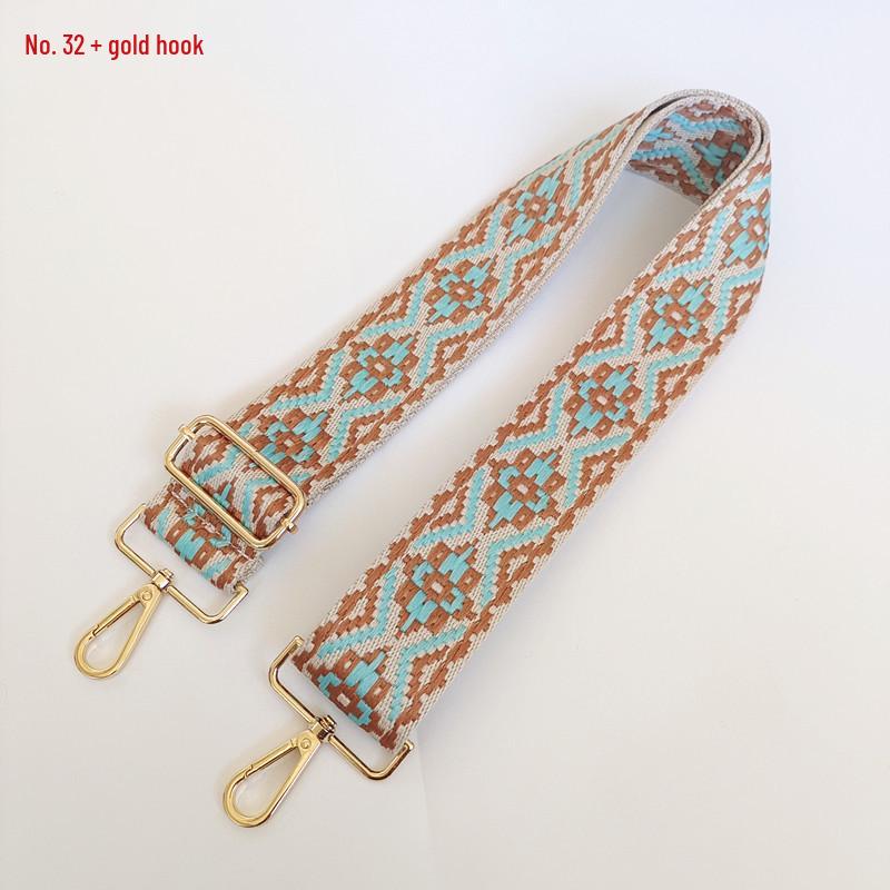 Etniczny Wzór Nylonowy Pasek do Plecaka z Regulowaną Długością i Metalowymi Akcesoriami - Odporny na Zużycie i Poszerzony dla Komfortu