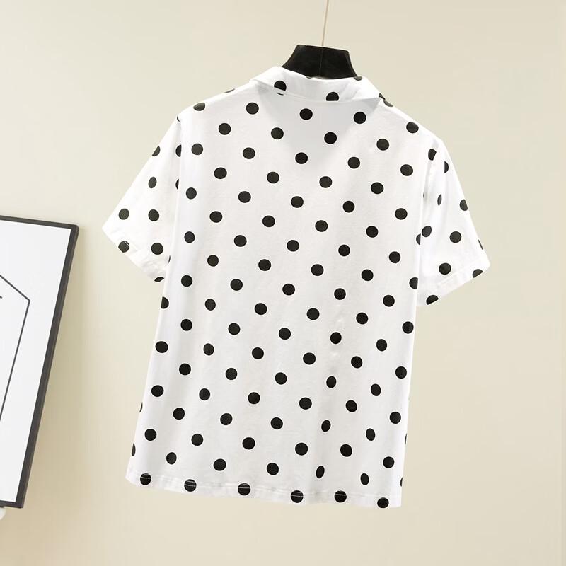 Women's Loose Fit Polka Dot Polo T-Shirt