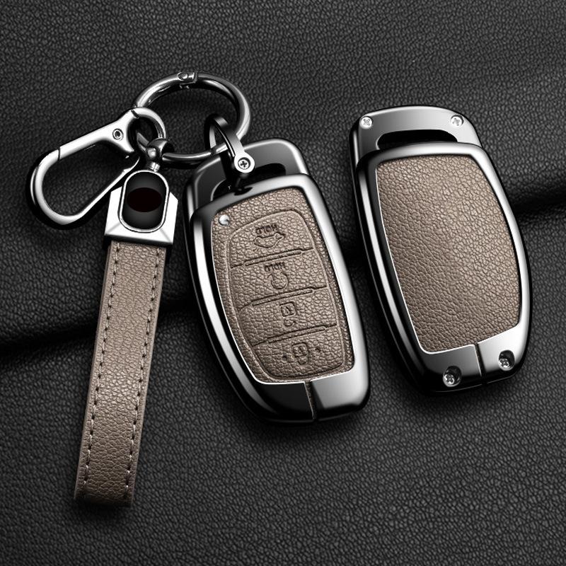 Zinc Alloy Leather Car Key Holder For Hyundai Tucson Elantra Creta Sonata Ix35 Ix45 I40 I30 I20 I10 Ioniq Accent Creata Key Fob