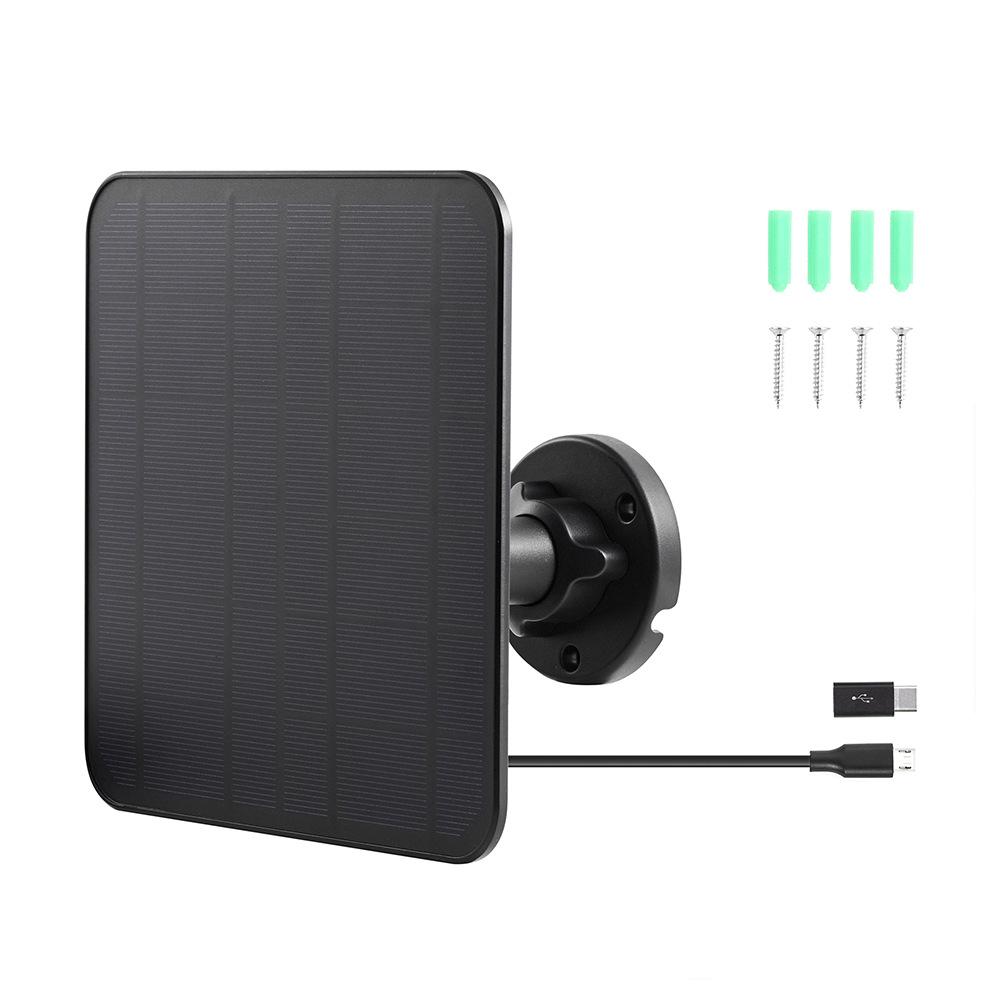 

CSP5W-A 5W 5V Camera Solar Panel IP66 Waterproof Monocrystalline Solar Charger with Adjustable Bracket Black