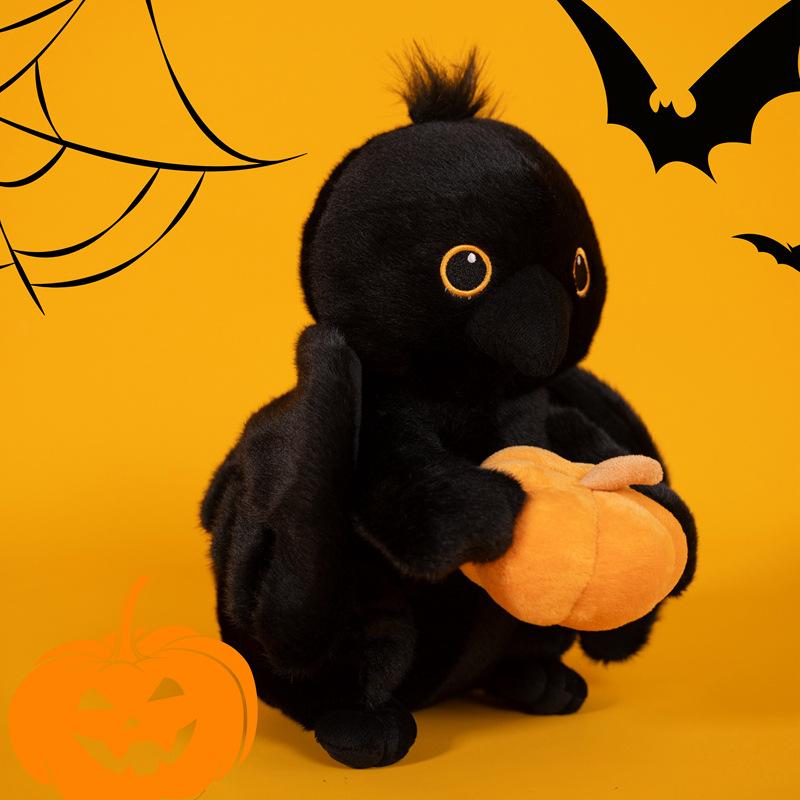 Halloween Crow Holding Pumpkin Fun Doll Series Plush Doll Funny Holiday Atmosphere Decorative Toy