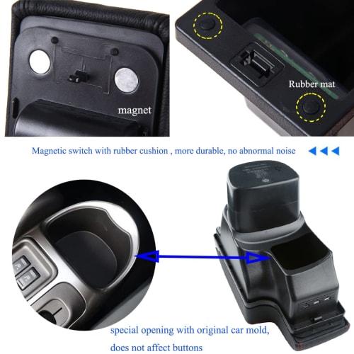 HRCHCG Nissan Juke Console Armrest Box Dual Layer Storage with 3 USB Ports