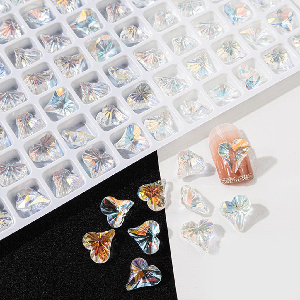 20Pcs Pointed Nail Rhinestones Nail Gems 3D Nail Charms Nail Crystals Heart Rectangular Rhinestones Diamond for Women