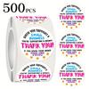 500 Stickers/Roll Thank You Self-Adhesive Labels Round Colorful Appreciation Tags Recommended for Handmade Baking Beverage Business Owners Gift Cards
