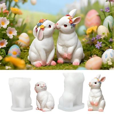 Plaster Mold Cute Rabbit Silicone Mold Non-Stick Handmade Easter Candle Mold Lovely 3D DIY Animal Mold Gift Creating
