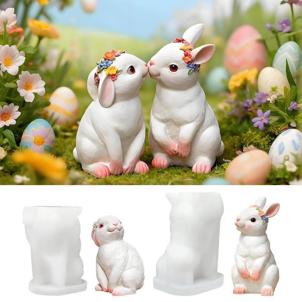 3D Easter Candle Mold Non-Stick DIY Animal Mold Plaster Mold Rabbit Silicone Mold Gift Creating