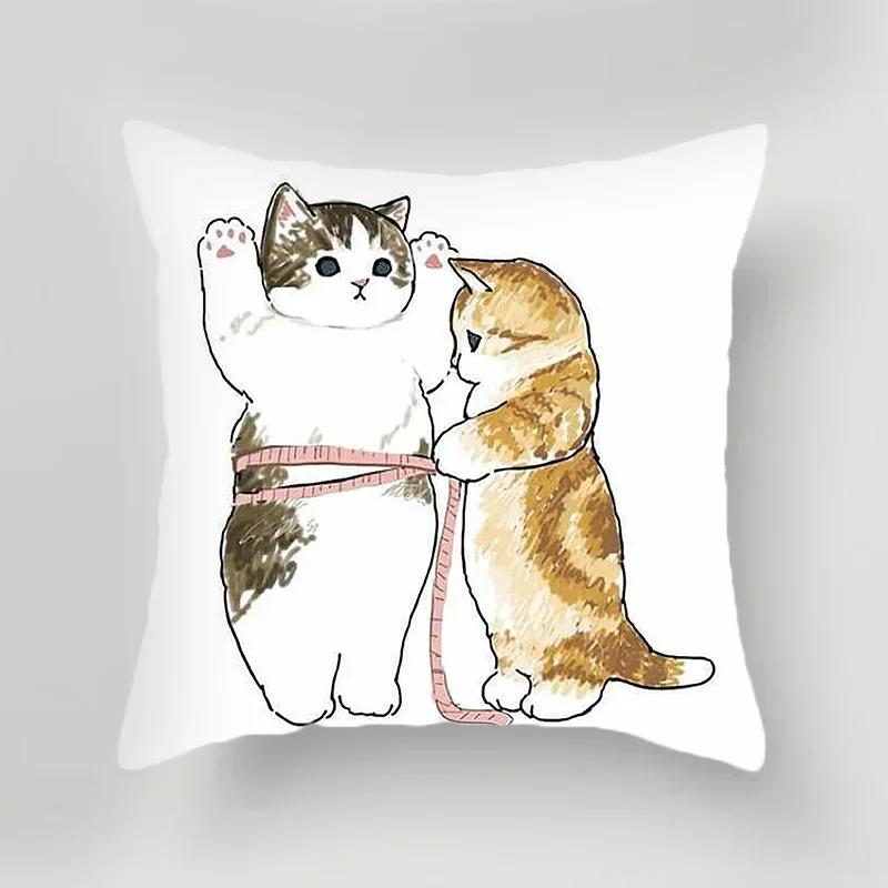 Decorative Pillowcase Cute Cat Polyester Cotton Home Decor Car Cushion Cover Sofa